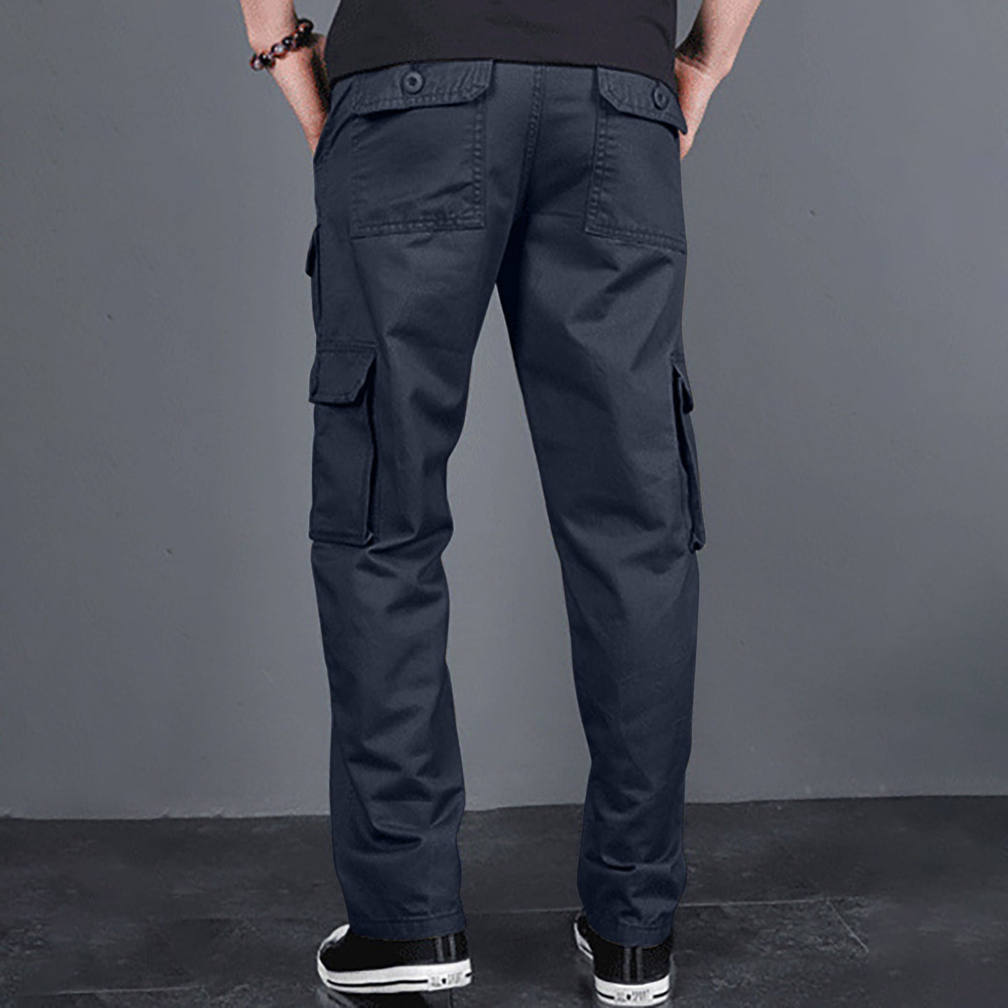 Men's Cargo Pants Fashion Loose Solid Color Straight Cylinder