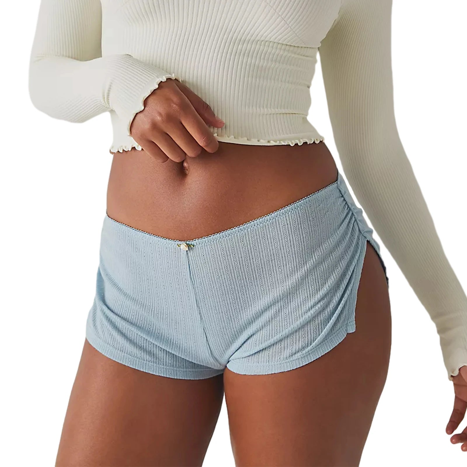 Women Casual Pajama Shorts Soft Comfy Side Split Lounge Pants