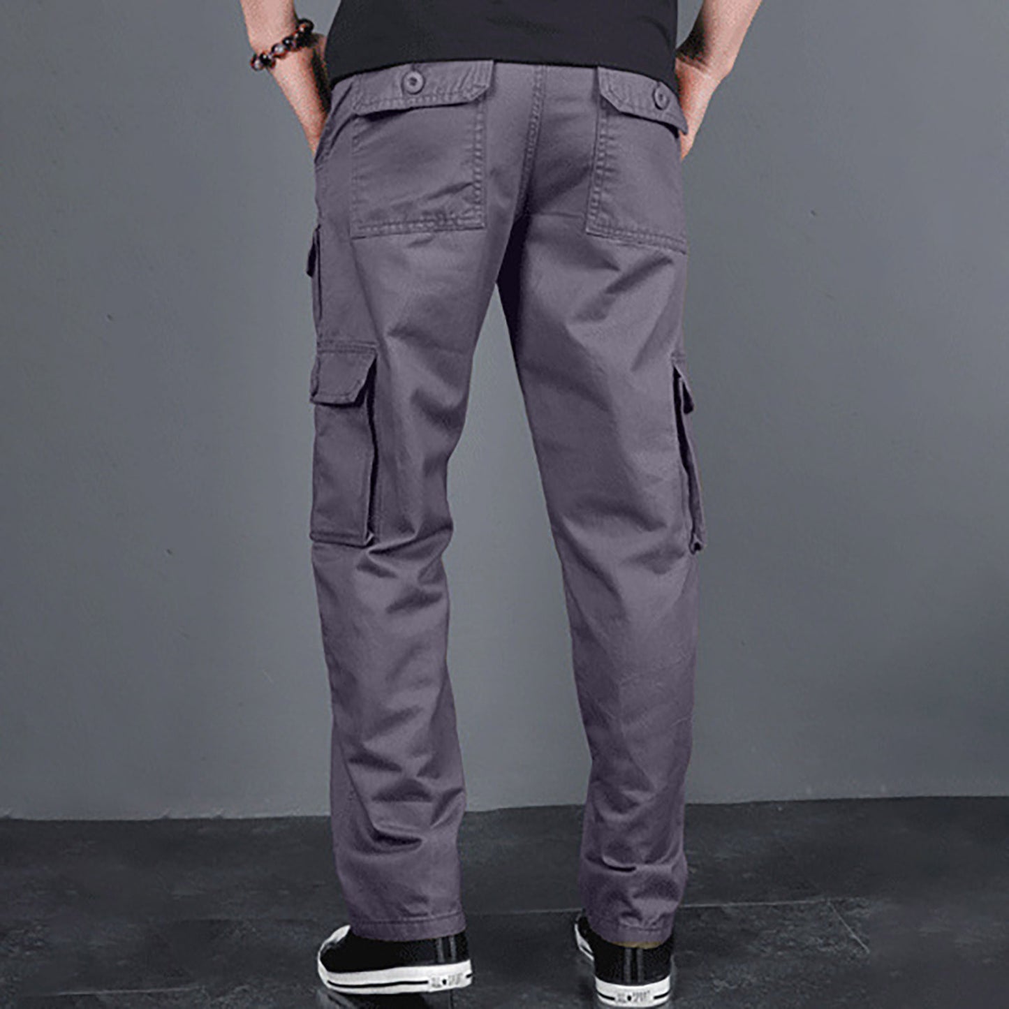 Men's Cargo Pants Fashion Loose Solid Color Straight Cylinder