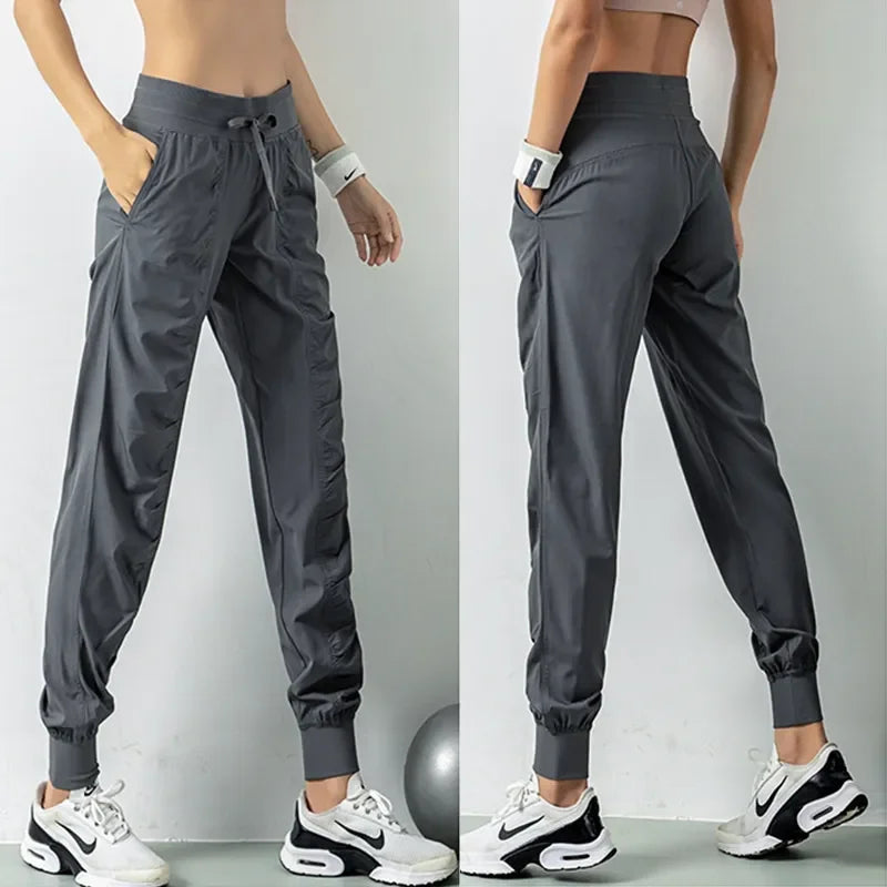 Fabric Drawstring Joggers Women Quick Dry Athletic Pants