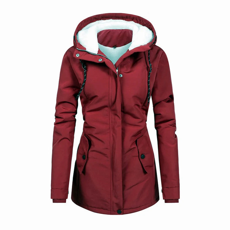 Winter Women Warm Parkas Hooded Retro Thick Plush Coats