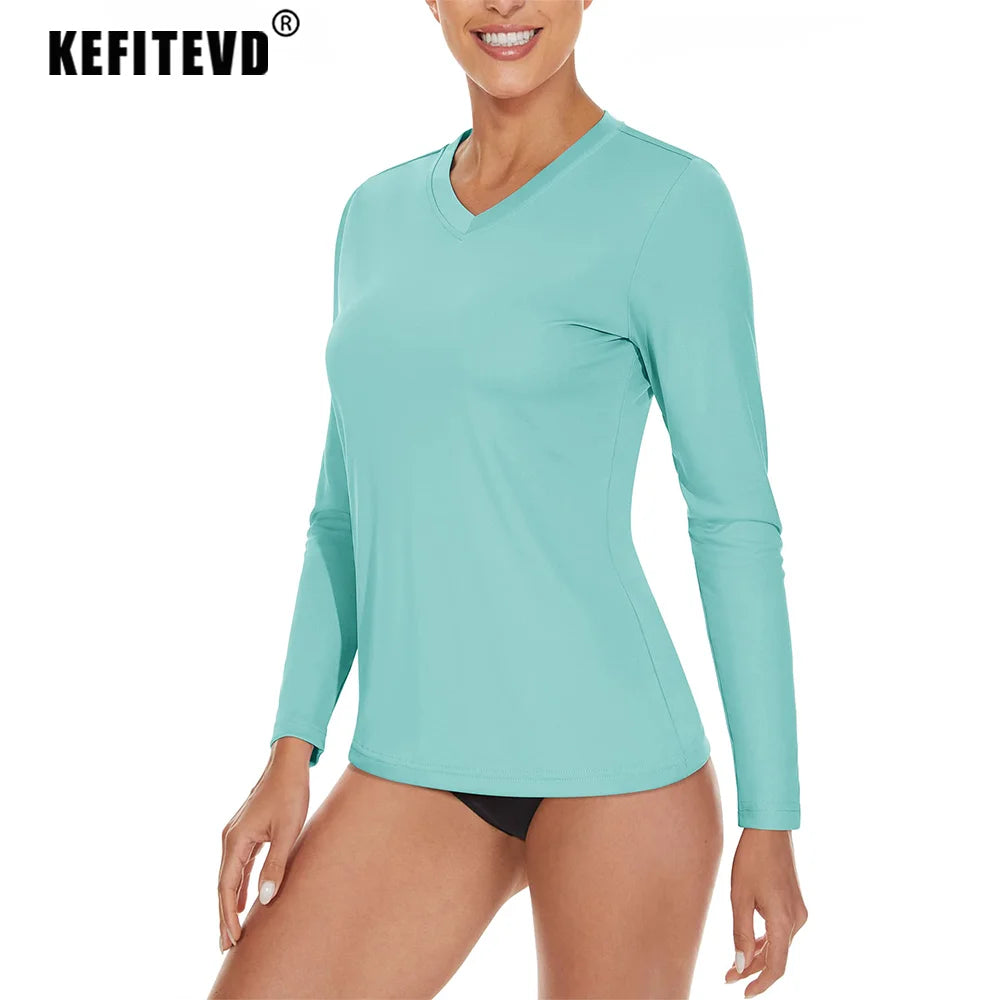 KEFITEVD UPF 50+ Women Long Sleeve T-Shirt UV Protection