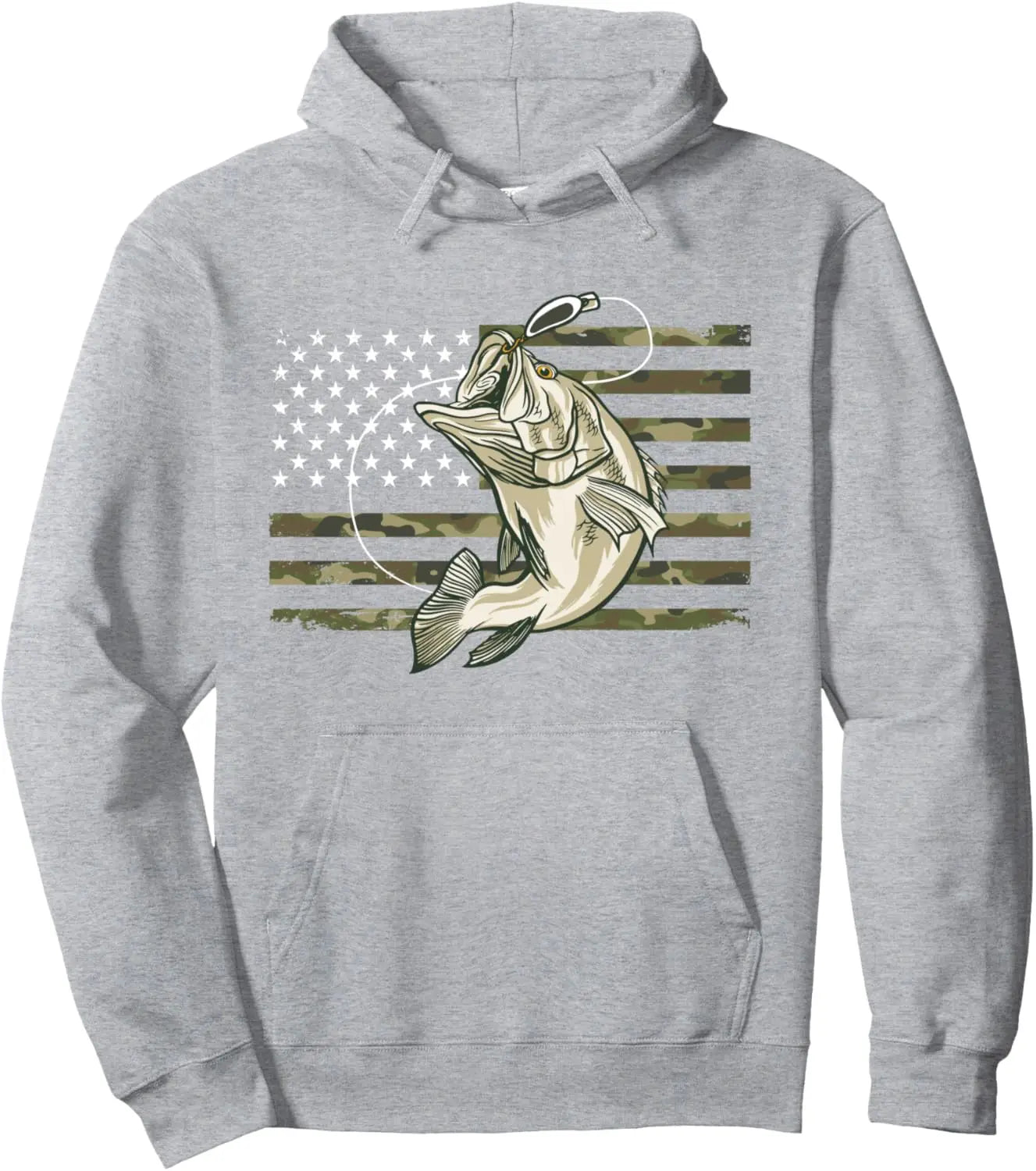 Fishing Camouflage US American Flag Bass Fish Hoodie