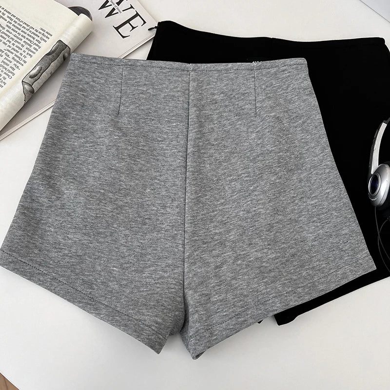 Women New Casual High Waist Zipper Yoga Shorts Summer