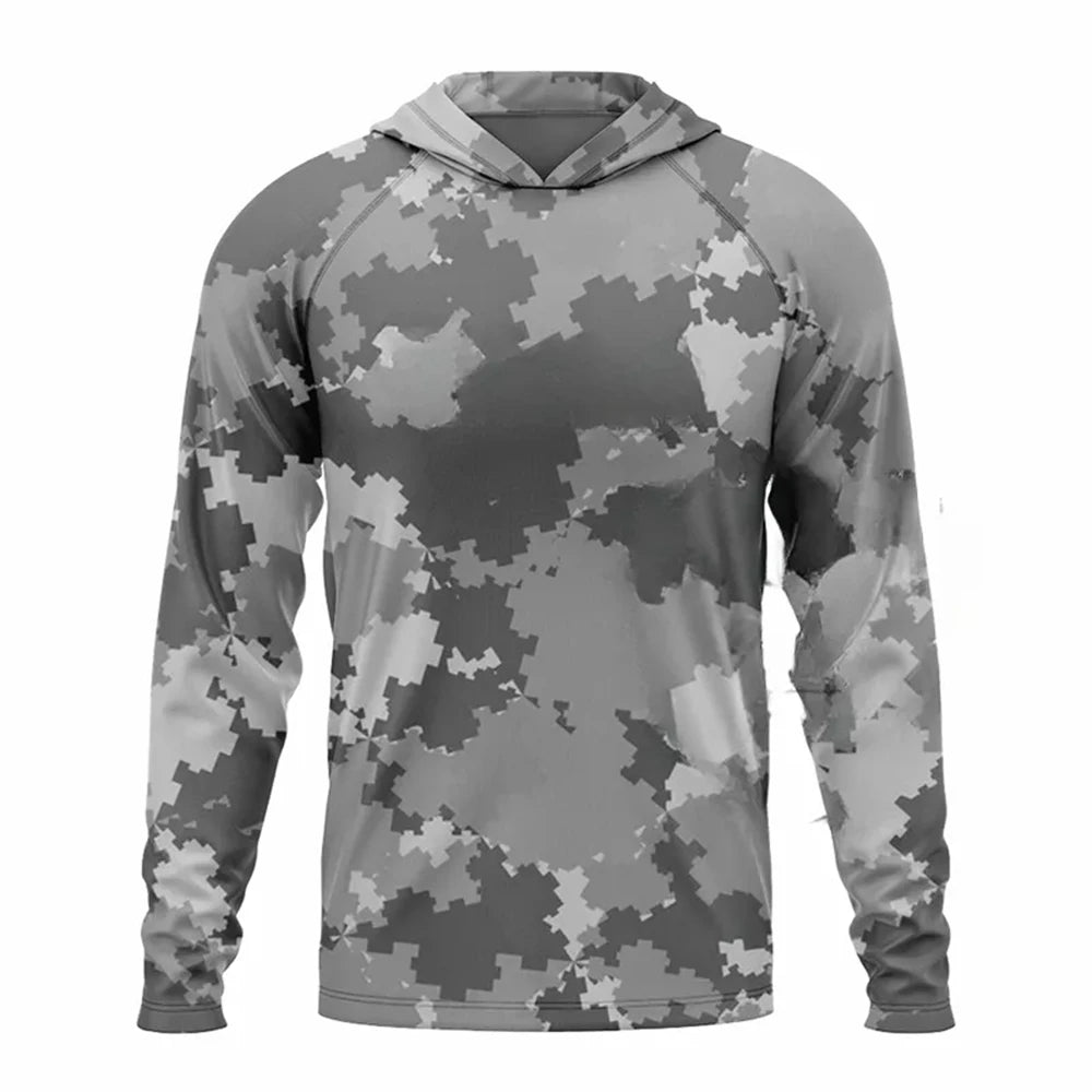 Fishing Camouflage Hoodie Men Clothes Summer Breathable Long Sleeve Fishing Shirt 4XL