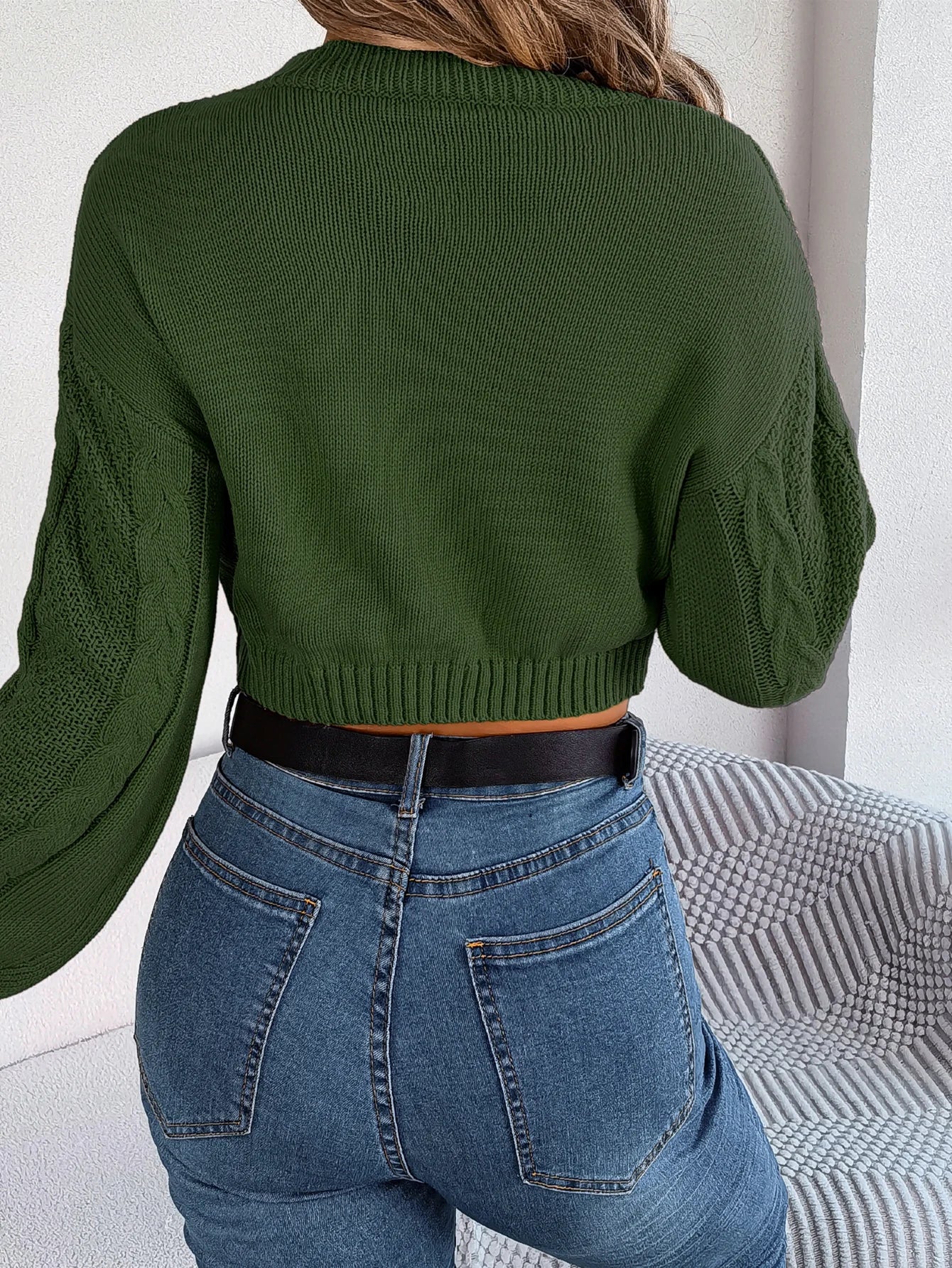 Autumn Winter Solid Short Sweater Casual Pullover Crop Top