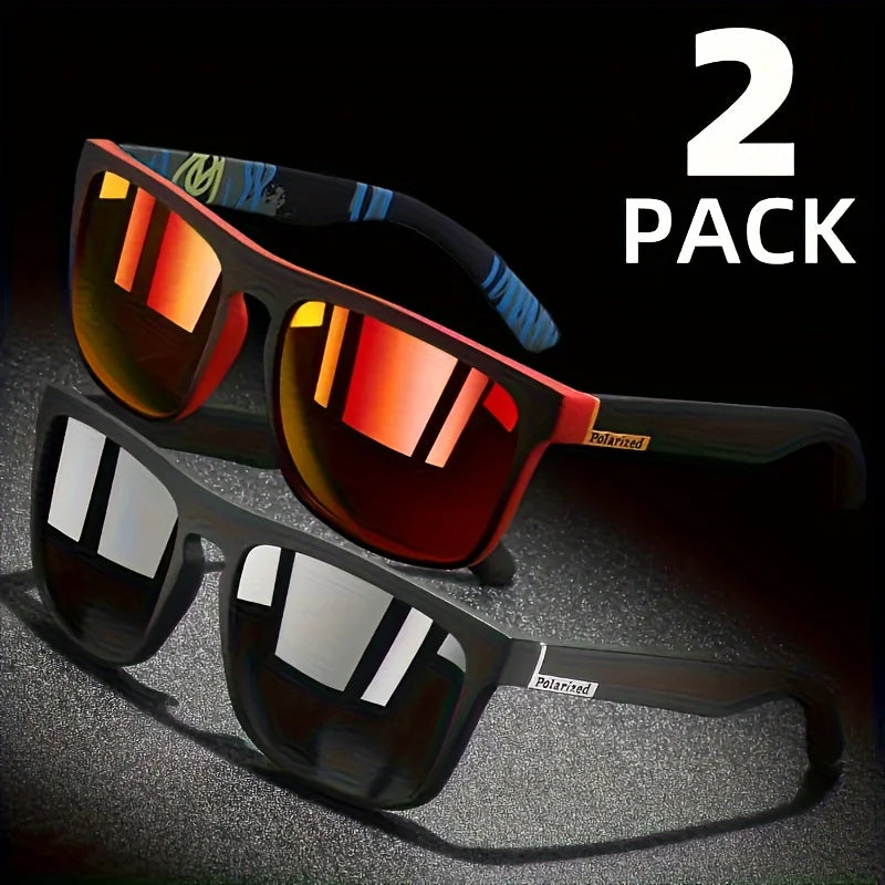 2pcs Square Polarized Sunglasses Anti Glare Sun Shades