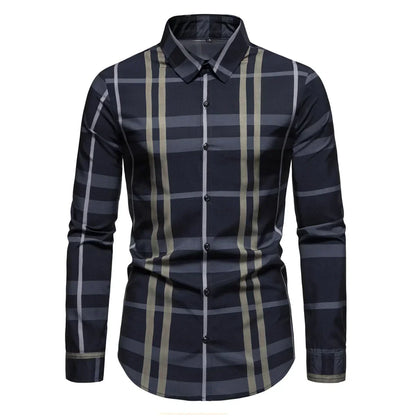 Men's New Spring Summer Long Sleeve Shirt Stripes Fashion