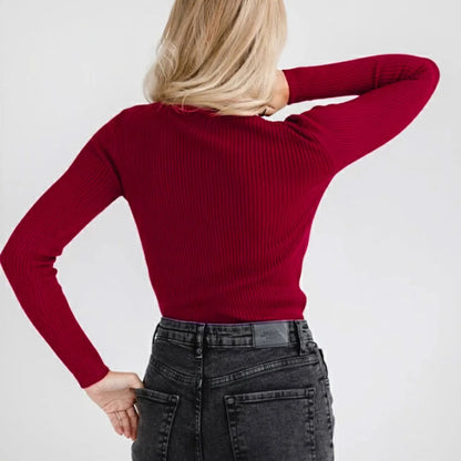 Women's Sweater Half High Neck Solid Slim Fit Pullover