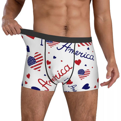 4th Of July American USA Flag Underwear 3D Pouch Boxers