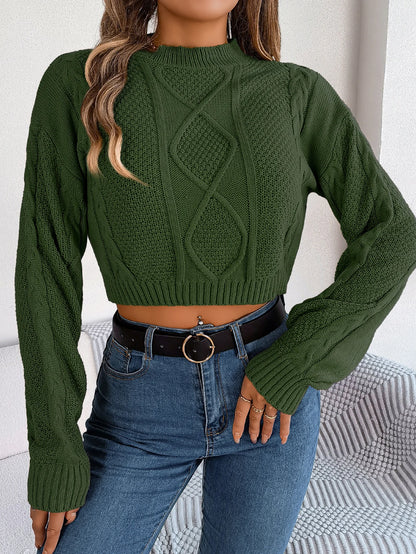 Autumn Winter Solid Short Sweater Casual Pullover Crop Top