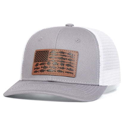 Unisex Brown Little Fish Flag Leather Label Baseball Cap