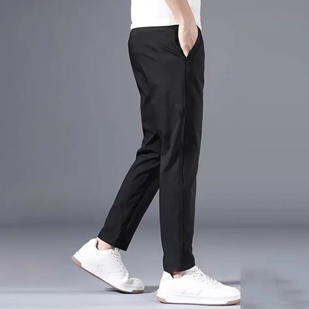 Fashion Men's Slim Fit Pants Solid Color Chino Trousers