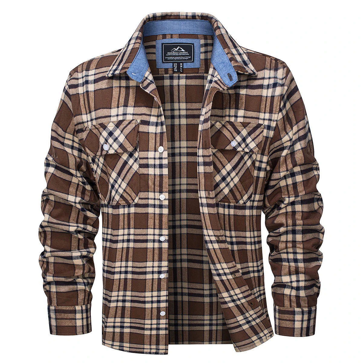 MAGCOMSEN Men's Plaid Flannel Shirts Long Sleeves Casual Cotton