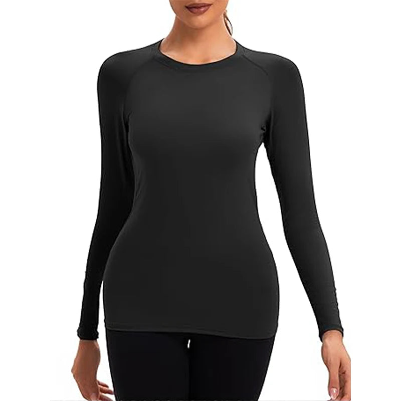 Women's Compression Shirt Athletic Yoga Running Long Sleeve T-Shirt