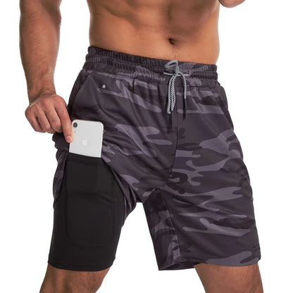 GITF Men's 2-in-1 Fitness Running 7-inch Shorts Quick Drying