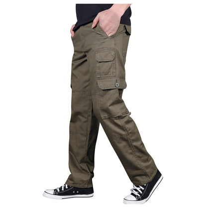 Men's Cargo Pants Fashion Loose Solid Color Straight Cylinder