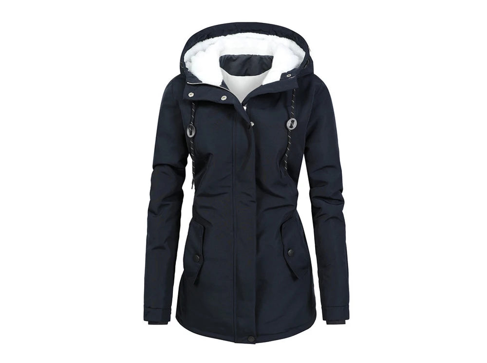 Winter Women Warm Parkas Hooded Retro Thick Plush Coats