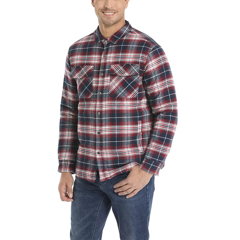 MAGCOMSEN Men's Plaid Flannel Jacket Warm Thick Long Sleeve