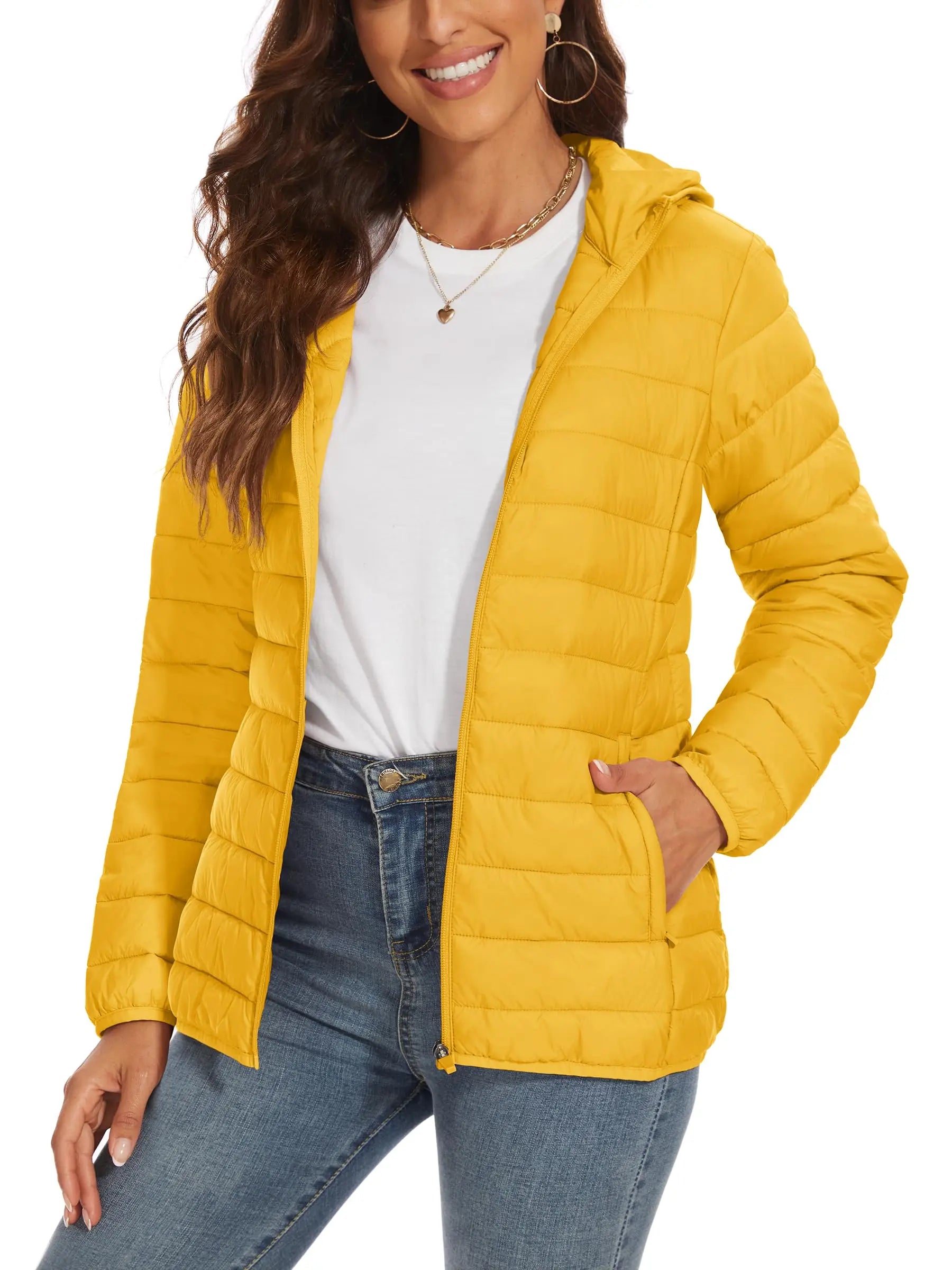 Women's Winter Puffer Jacket – Lightweight, Water-Resistant, Padded Hoodie for Outdoor Activities, Camping, and Cold Weather Outerwear