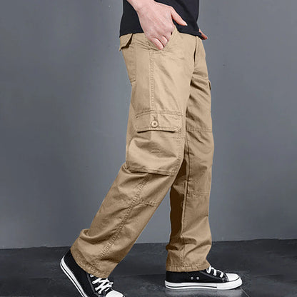 Men's Cargo Pants Fashion Loose Solid Color Straight Cylinder