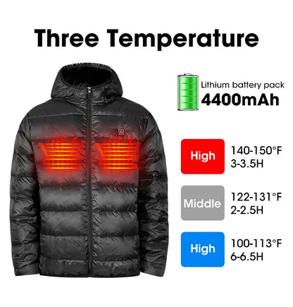 Winter Men's USB Electric Rechargeable Heated Down Jacket