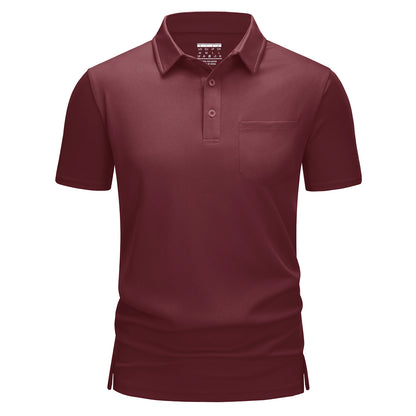 Men's Quick-Dry Golf Polo – Lightweight Summer Shirt with Chest Pocket for Hiking & Running