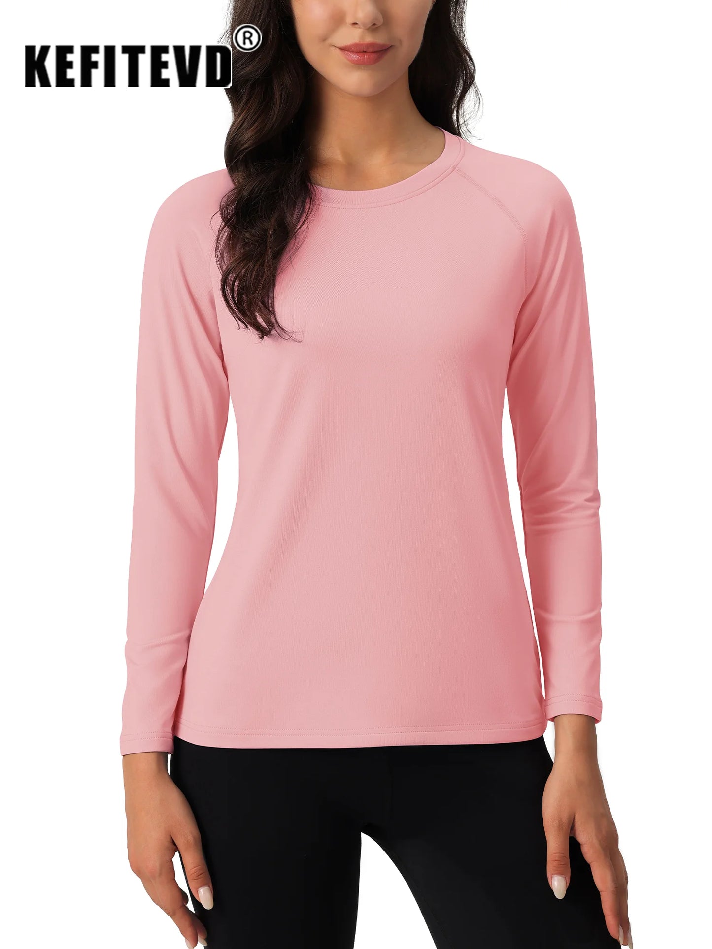 Women's Warm Fleece-Lined Sweatshirt – Long Sleeve Thermal T-Shirt, Moisture-Wicking Yoga Raglan Pullover for Autumn & Winter