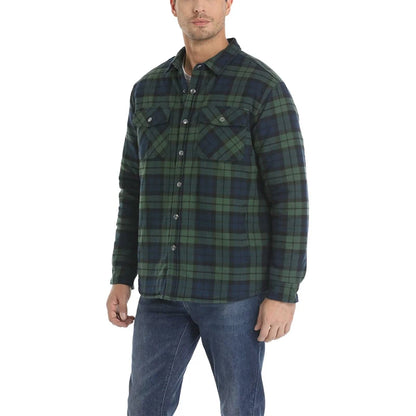 MAGCOMSEN Men's Plaid Flannel Jacket Warm Thick Long Sleeve