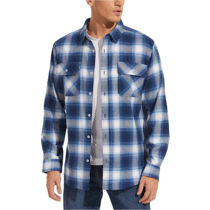 MAGCOMSEN Men's Plaid Flannel Shirts Long Sleeves Casual Cotton