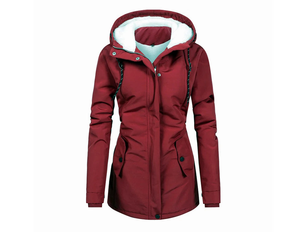 Winter Women Warm Parkas Hooded Retro Thick Plush Coats