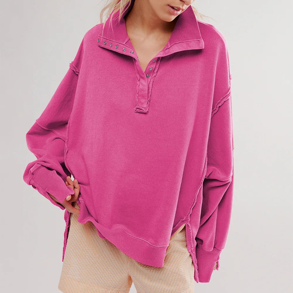 Oversized Women's Sweatshirt Slit Lantern Sleeve Tops Fall