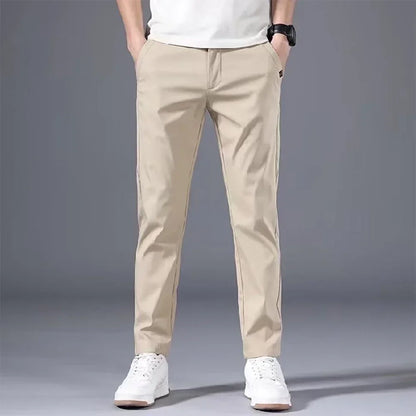 Fashion Men's Slim Fit Pants Solid Color Chino Trousers