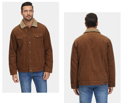 MAGCOMSEN Men's Corduroy Jackets Vintage Sherpa Fleece