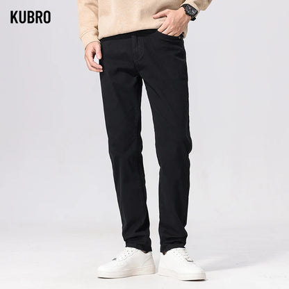 KUBRO Autumn Denim Pants Men's Baggy Straight Jeans Quality Loose Trousers