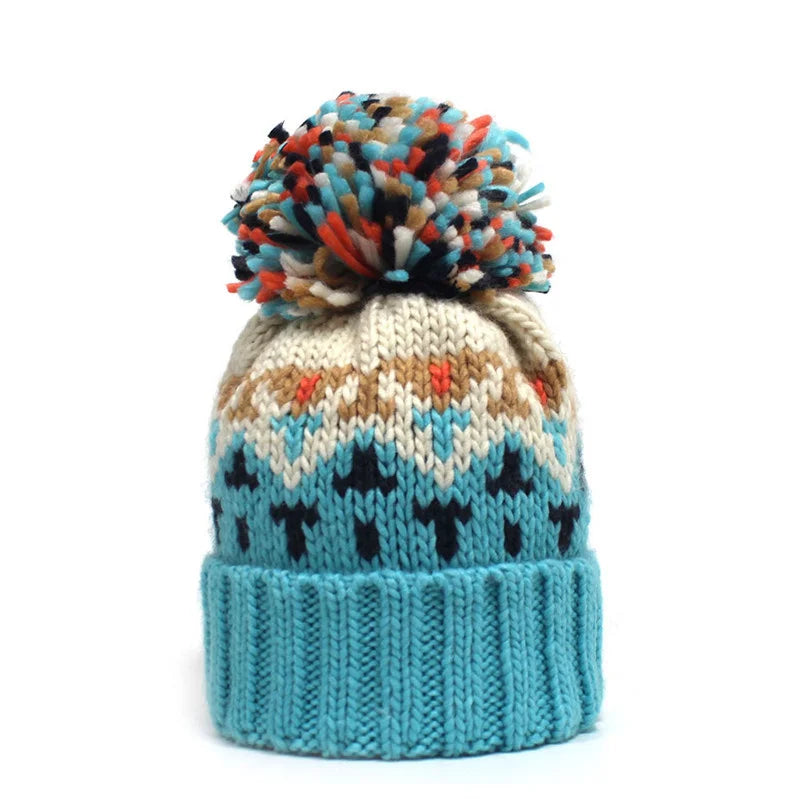 Women's Autumn and Winter Acrylic Geometric Knitted Hat Beanie