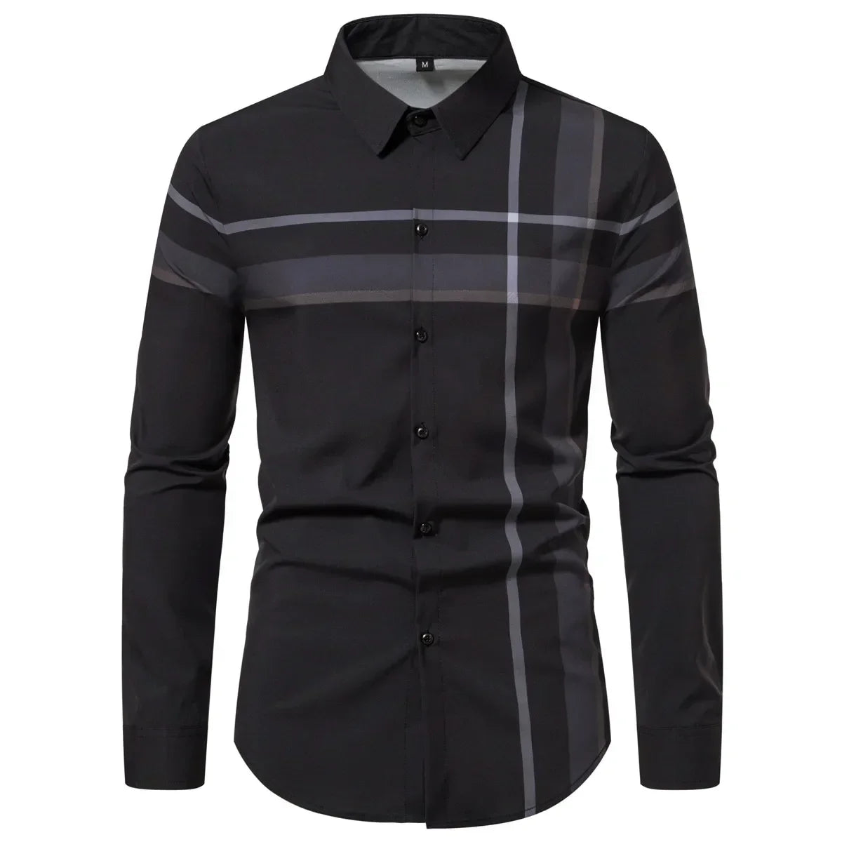 Men's New Spring Summer Long Sleeve Shirt Stripes Fashion