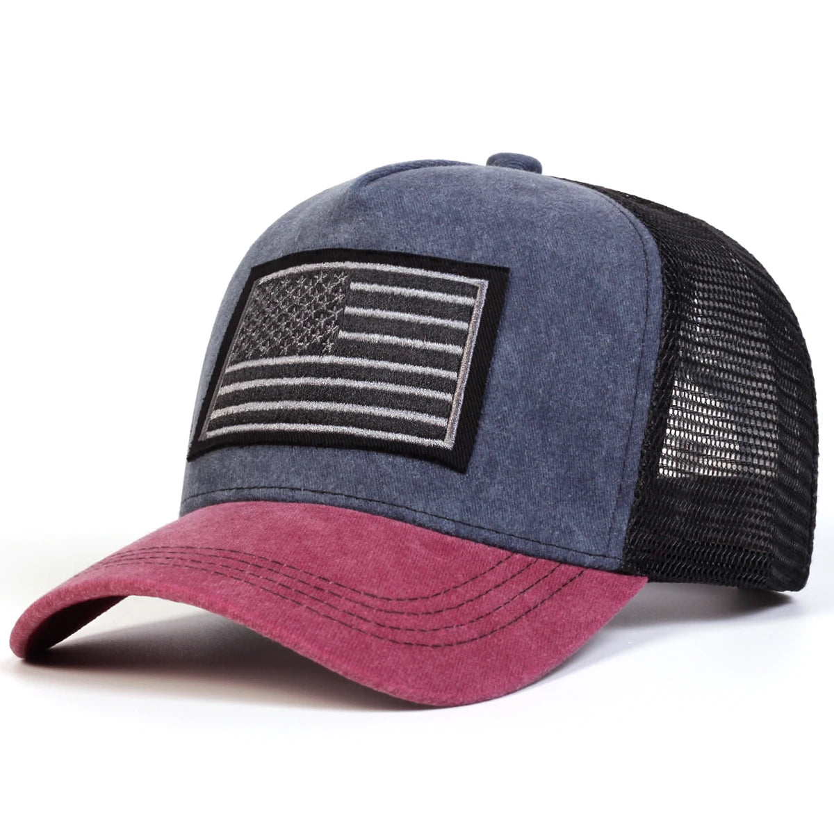 Unisex American Flag Embroidery Washed Baseball Cap Hat