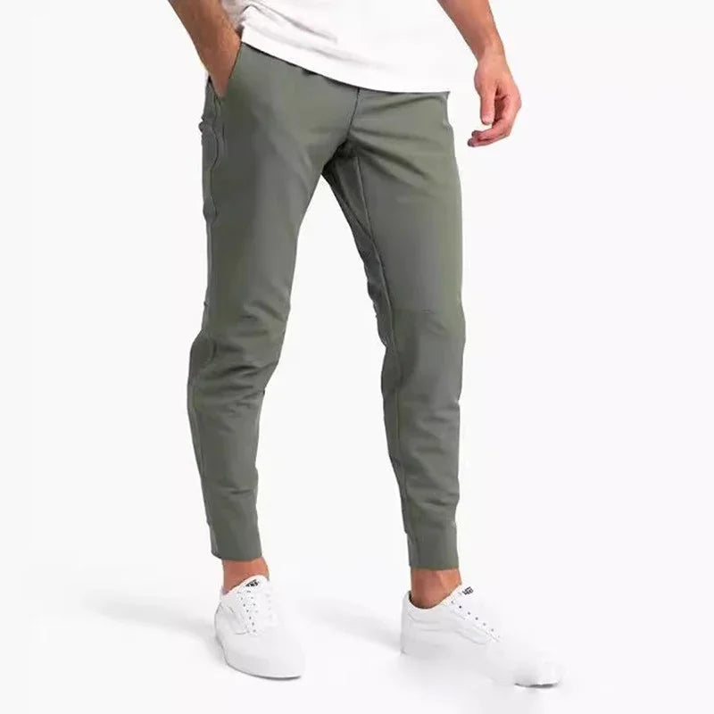 Summer Men's Ice Silk Casual Pants Smooth Thin Chinos