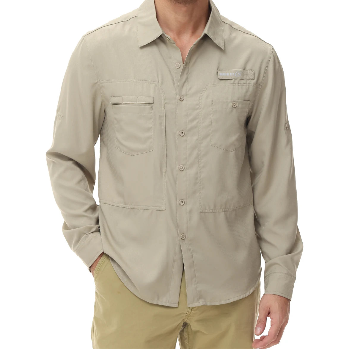 Men's UPF 50+ Long Sleeve Fishing Shirt with Zipper Pocket