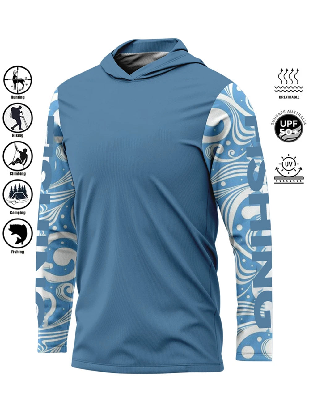 UPF 50+ Uv Protection Quick Dry Fishing Hoodie Shirt