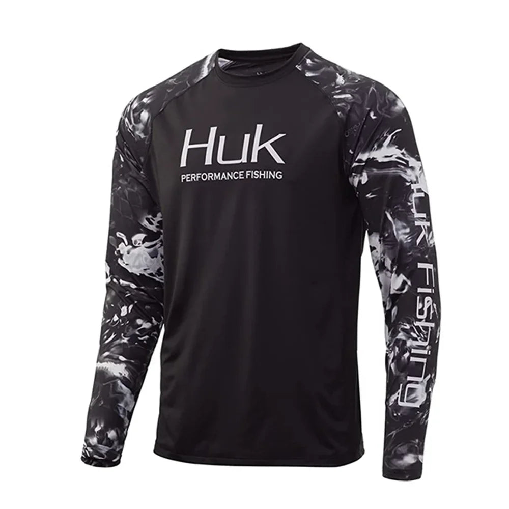 HUK Fishing Shirts Long Sleeve UV Protection Mens Jersey