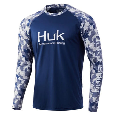 HUK Fishing Shirts Long Sleeve UV Protection Mens Jersey