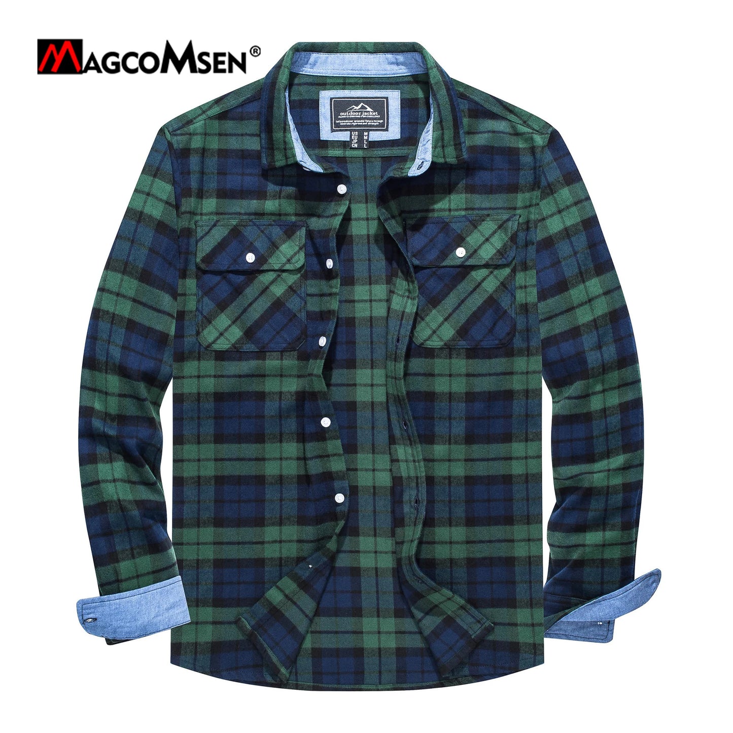 MAGCOMSEN Autumn Windproof Men's Flannel Shirt Warm Casual