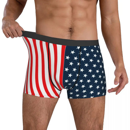 4th Of July American USA Flag Underwear 3D Pouch Boxers