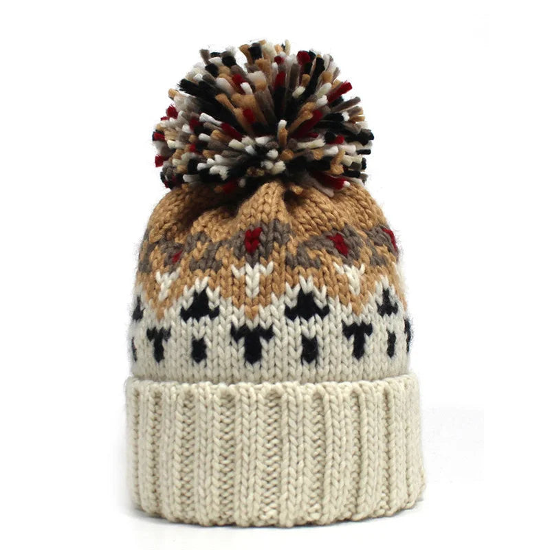 Women's Autumn and Winter Acrylic Geometric Knitted Hat Beanie