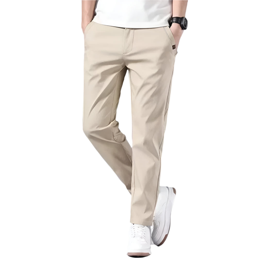 Fashion Men's Slim Fit Pants Solid Color Chino Trousers