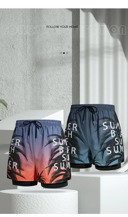 New Swim Trunks for Men Double-layer Swimming Shorts