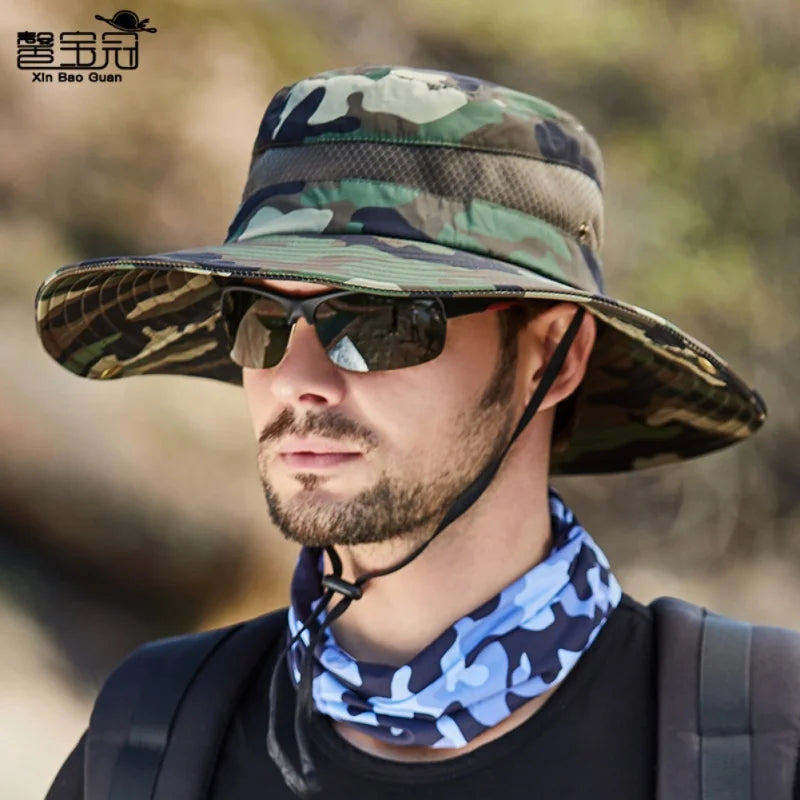 Summer Men Breathable Sun Hat Outdoor Traveling Fishing Hat