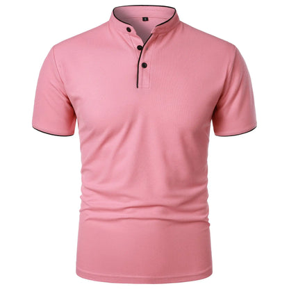 Summer Men's Short Sleeve Collar T-Shirts Solid Color Polo Shirt